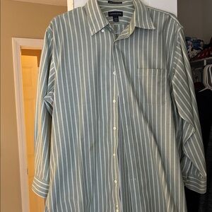 Lands' End Men's Sage Striped Button Down Shirt